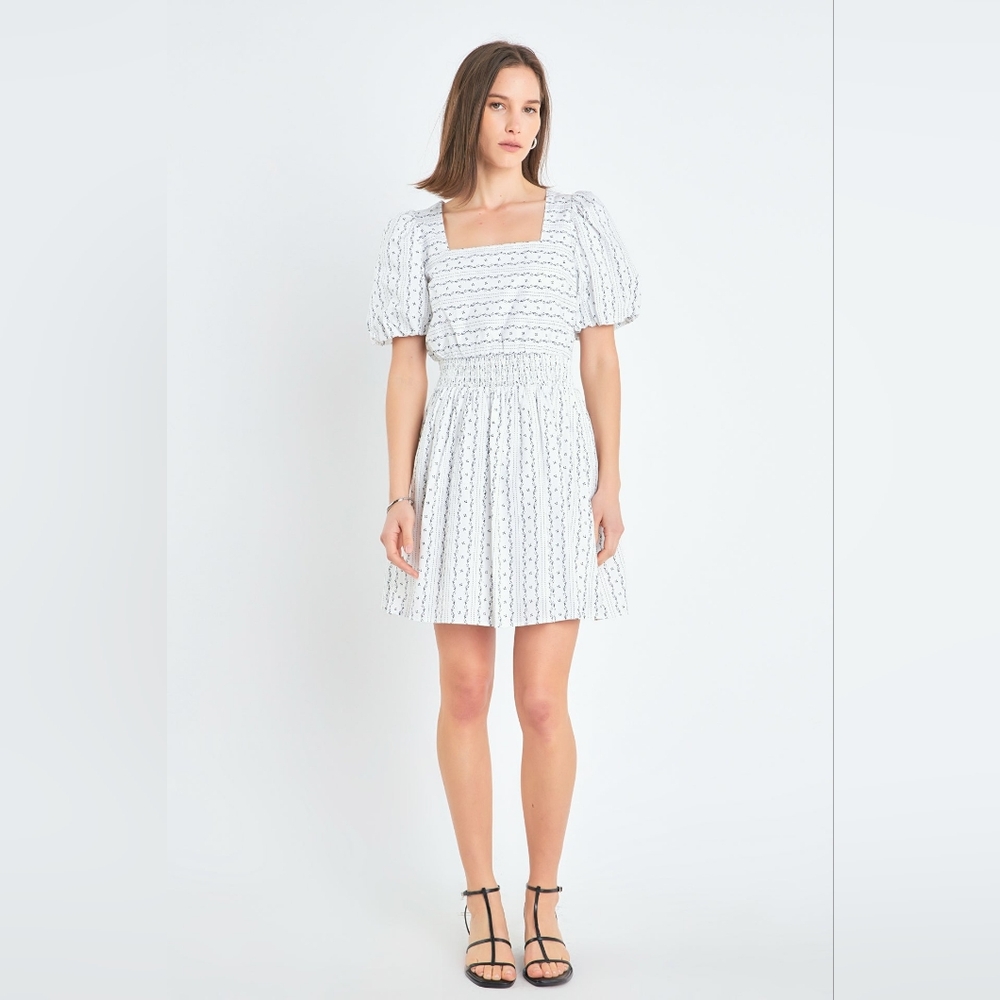 English Factory Floral Print Cotton Mini Dress | L | White
